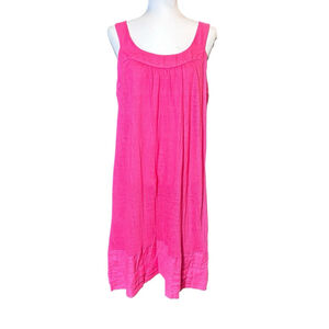 NEW 120% Lino Pink Sleeveless Knee Length Linen Dress Tiered Hem XXL Italy